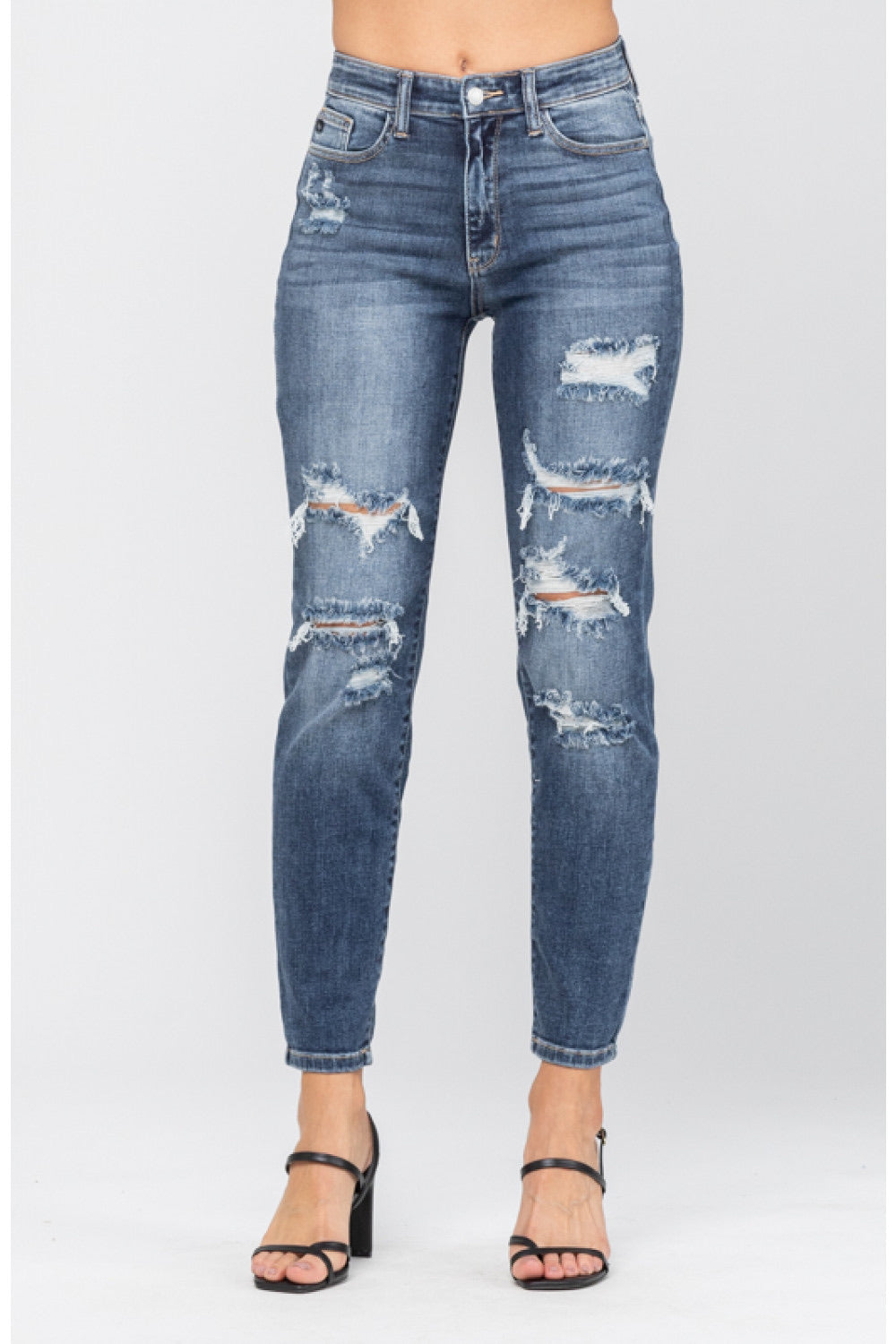 5 & 7 ONLY Judy Blue : Not Your Boyfriend's Denim - High Rise Distress –  The Rise Boutique