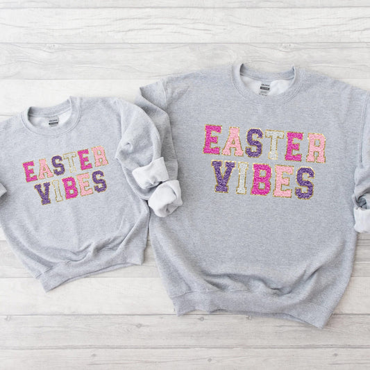 PRE-ORDER Easter Vibes Patch Graphic Tee & Sweatshirt - Adult & Kids