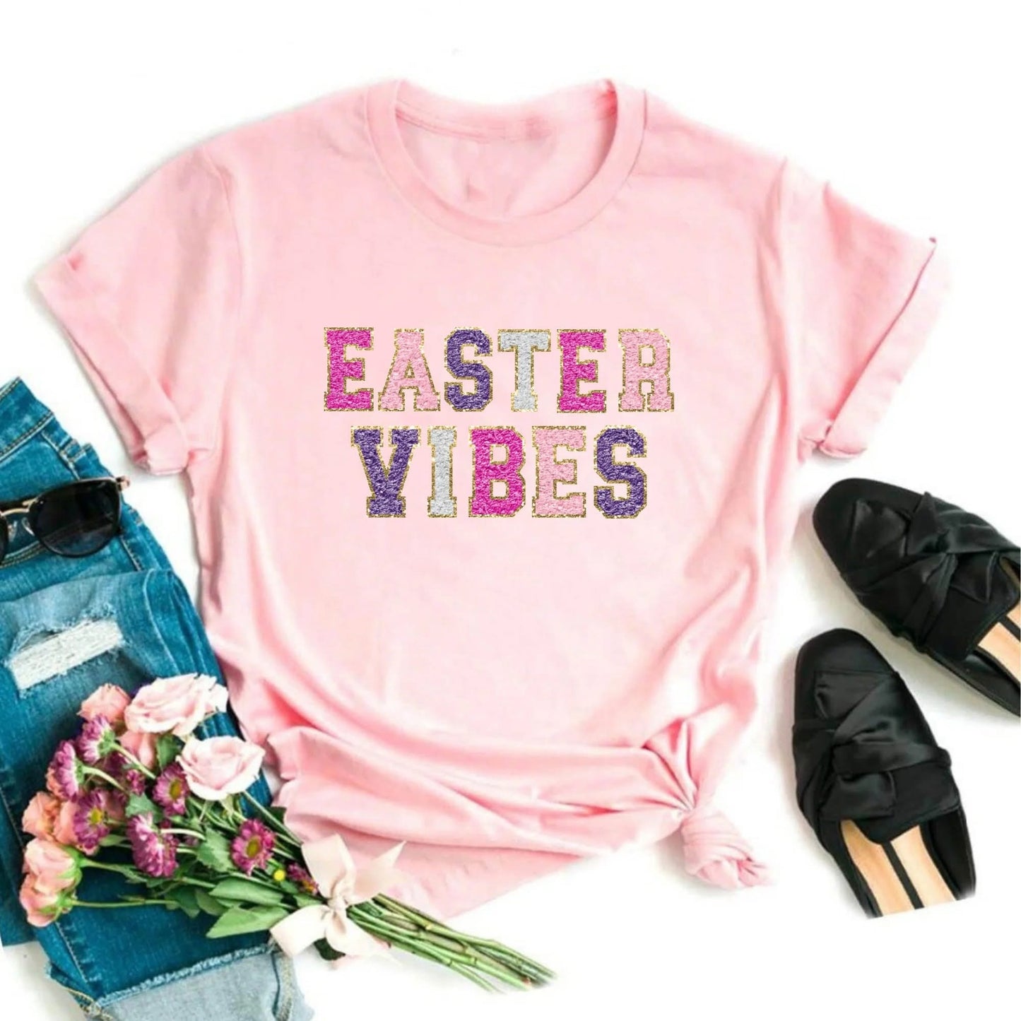 PRE-ORDER Easter Vibes Patch Graphic Tee & Sweatshirt - Adult & Kids