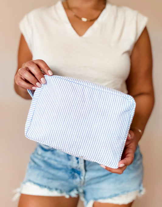 Seersucker Rectangular Bag in Blue