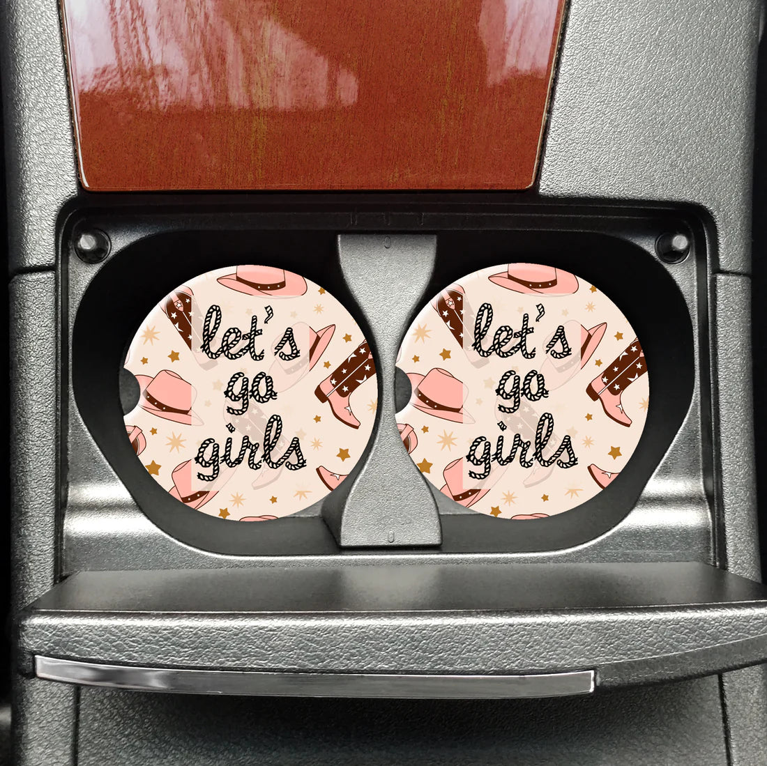 Let's Go Girls Cowgirl Car Coasters