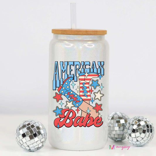 American Babe Glitter Glass Cup