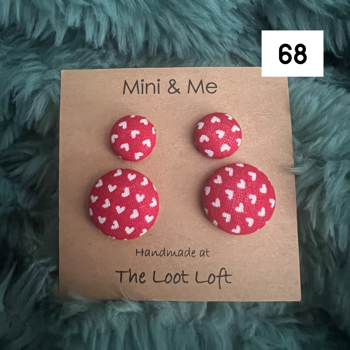 Mini & Me Fabric Cover Button Stud Earrings