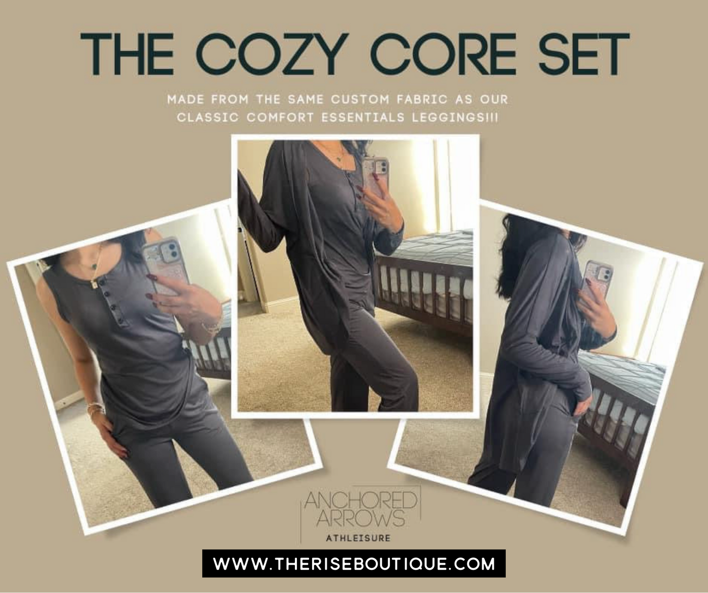 Anchored Arrows Cozy Core YOGA PANTS in charcoal